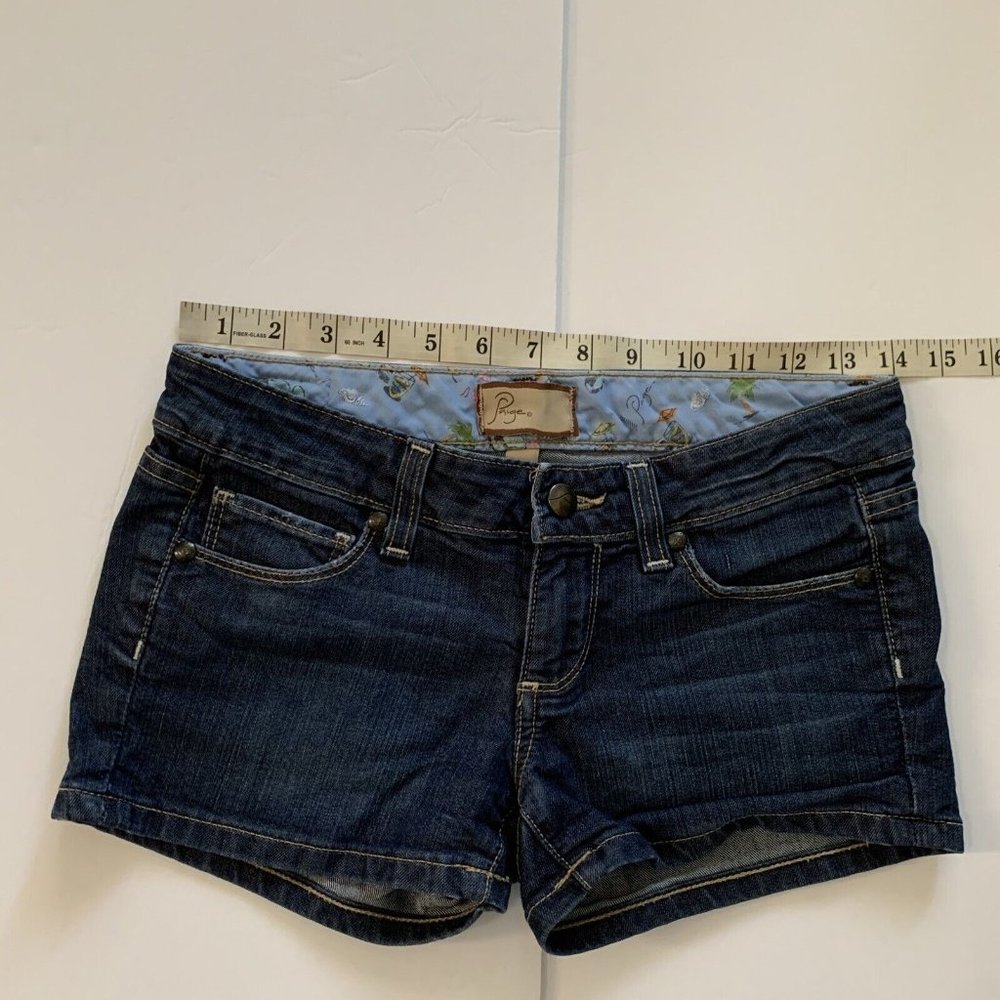 PAIGE Canyon Low Rise Denim Blue Jean Short Shorts Size 25 RARE HTF Excellent